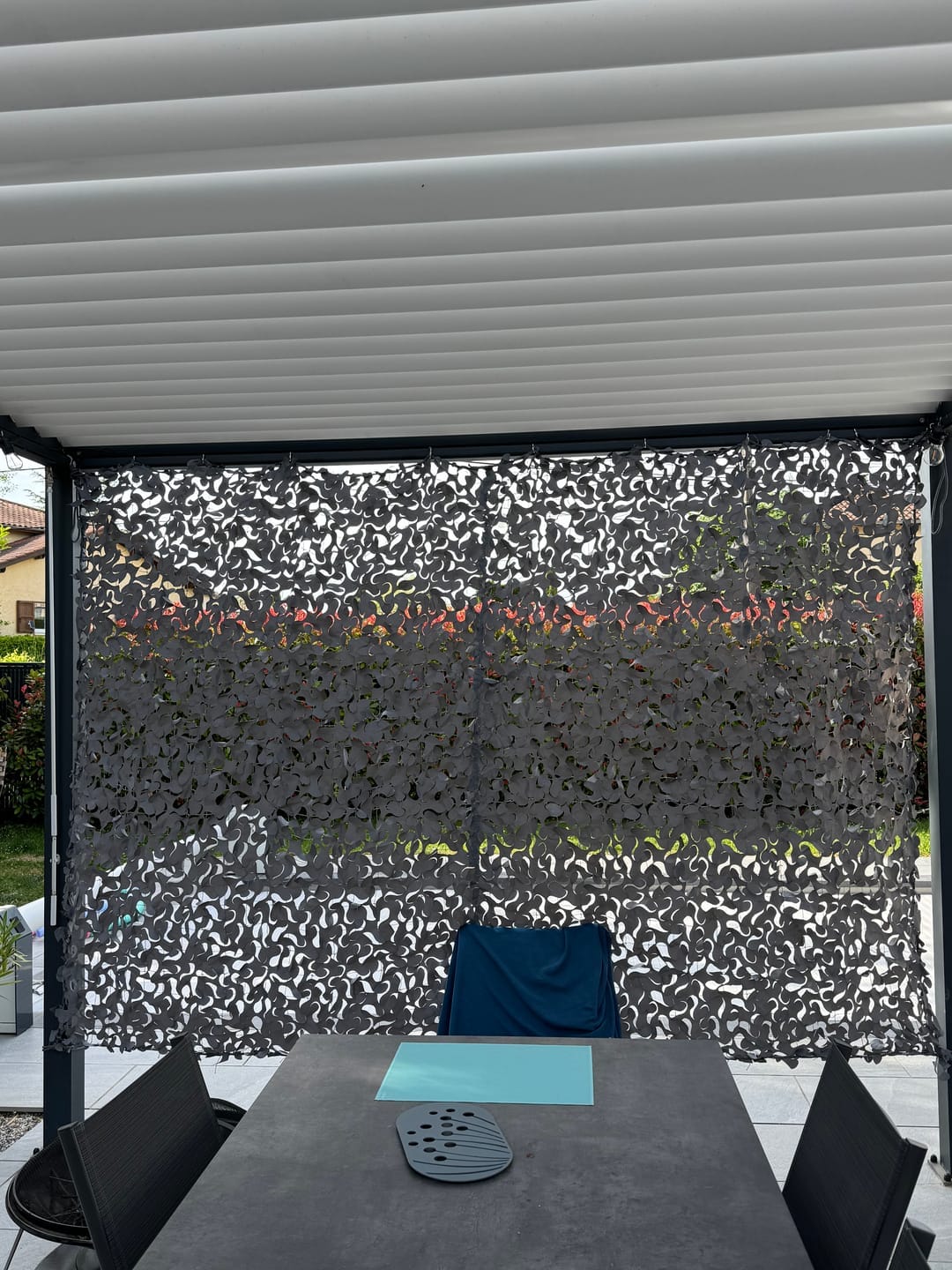 Customer photo review of Gray Camo Netting Sun Shade