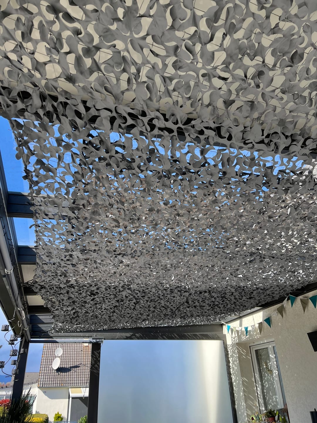 Customer photo review of Gray Camo Netting Sun Shade