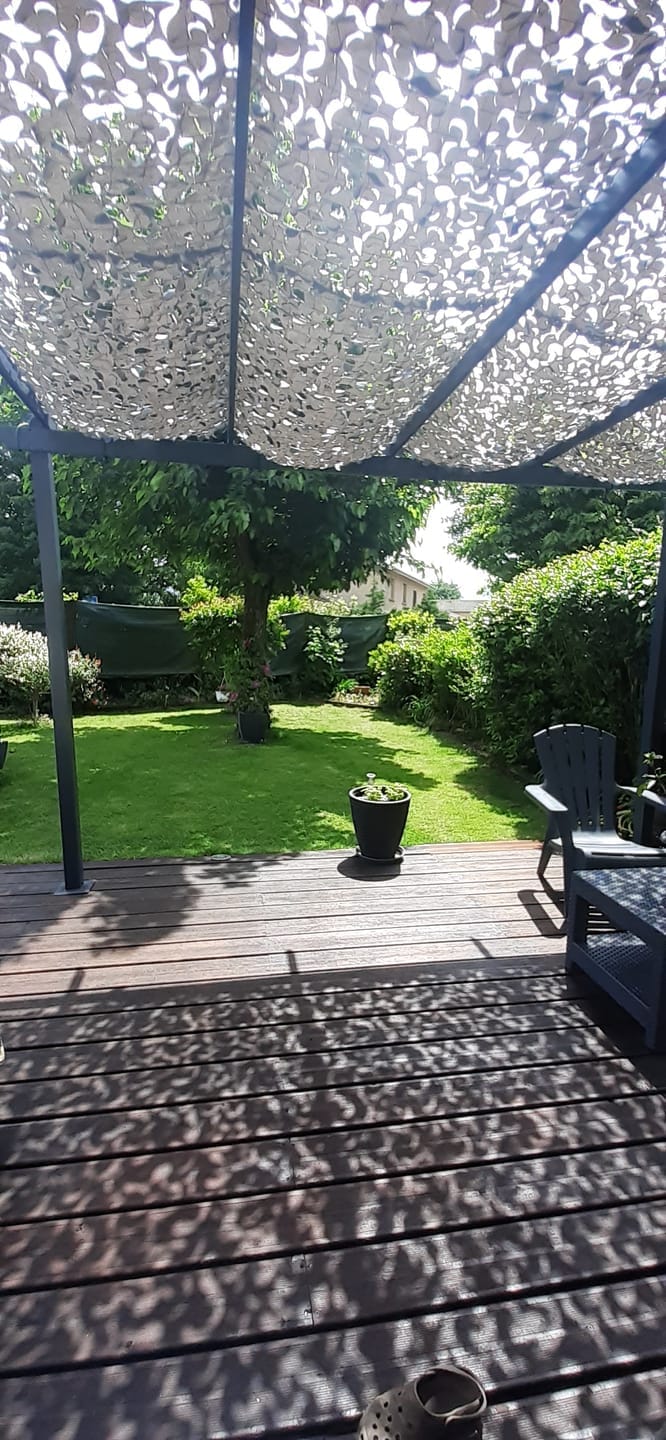 Customer photo review of Gray Camo Netting Sun Shade