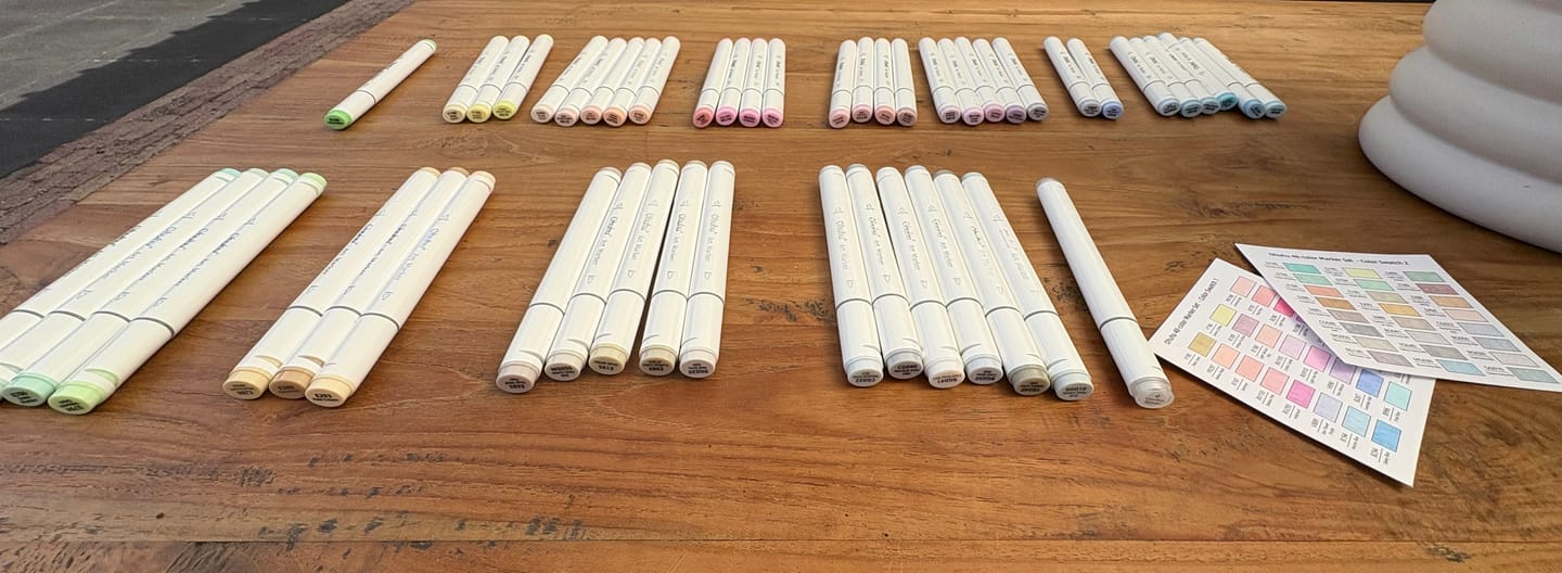 Customer photo review of Ohuhu Oahu 48 Pastel Colors Dual Tips Alcohol Art Markers, Fine & Chisel