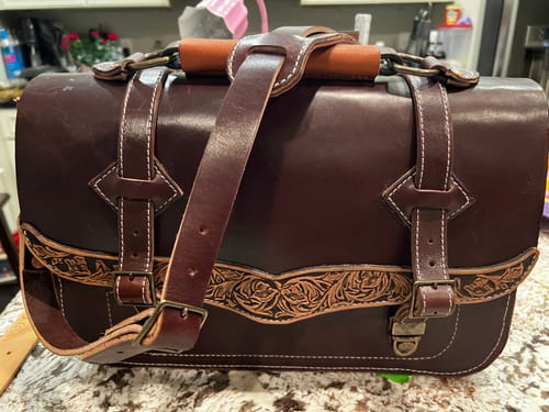 Customer photo review of No.60 | Western Leather Laptop Bag (Digital Pattern)