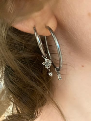 Customer photo review of My Huggies Hoop Earrings