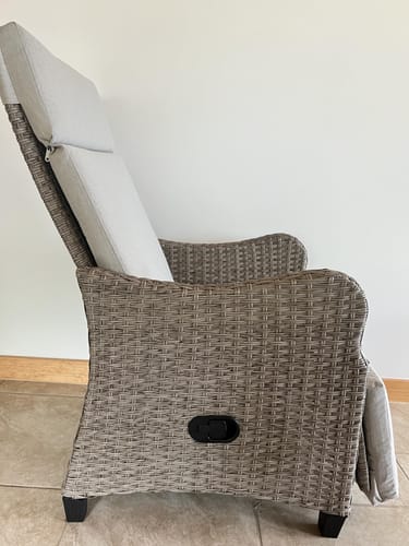 Customer photo review of Homrest Outdoor Recliner Chair, Rattan Wicker Rocking Chair with Removable Cushion, Beige