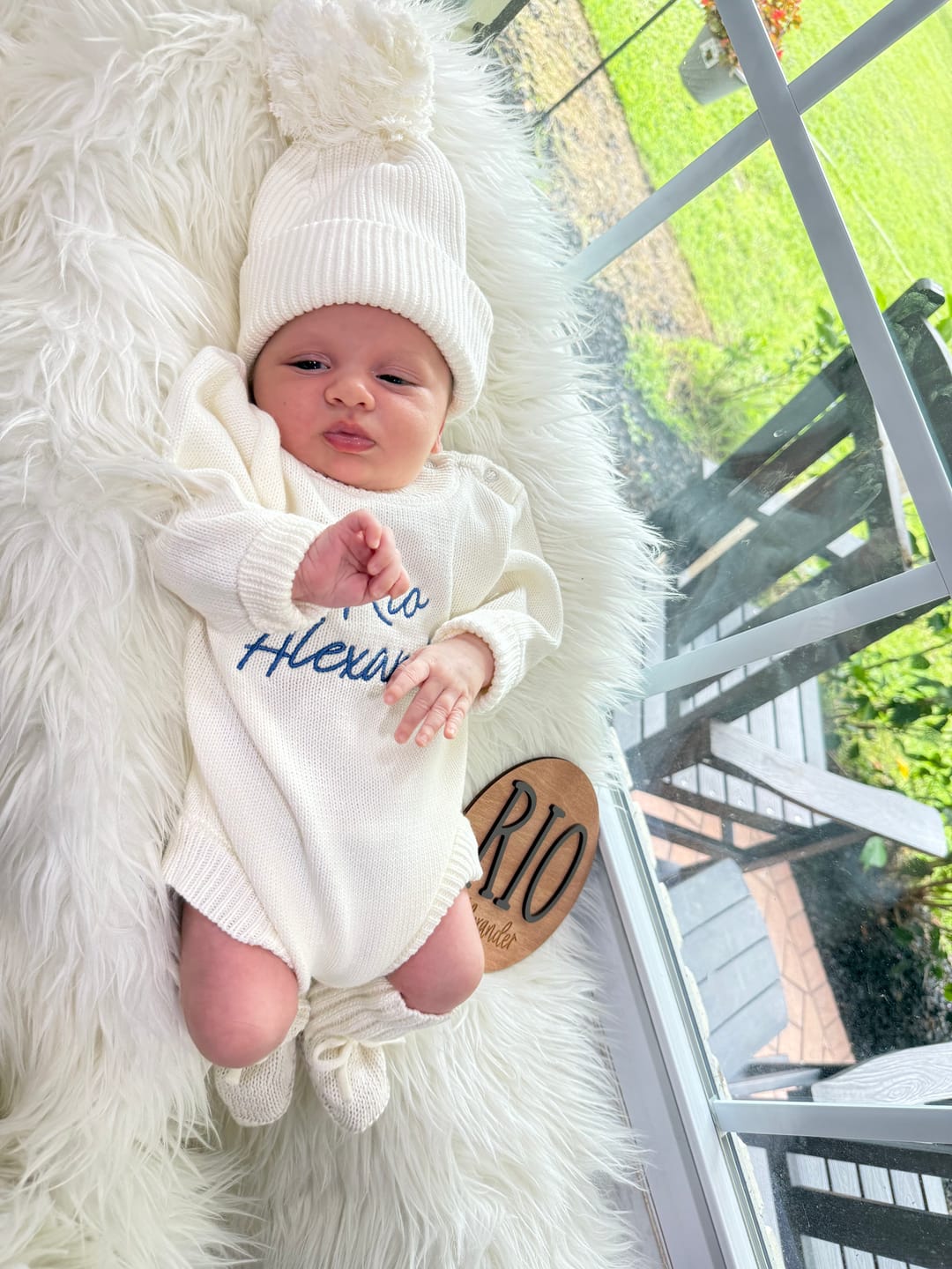 Customer photo review of Knit Pom Hat - Cloud