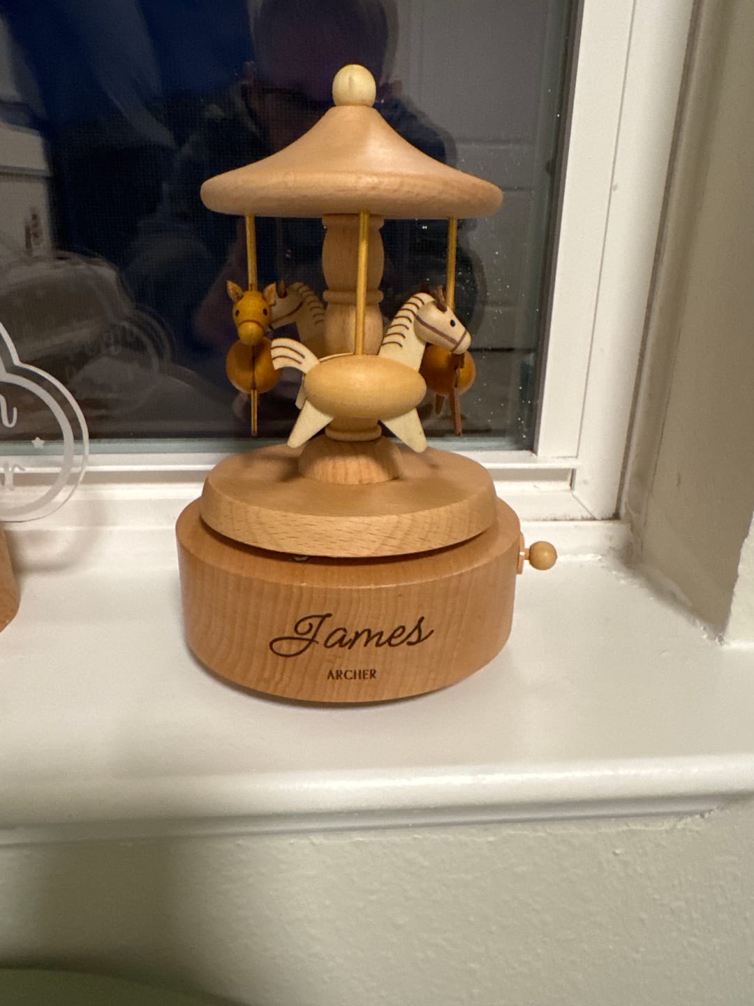 Customer photo review of Heirloom Wooden Musical Carousel - Horses