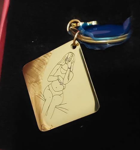 Customer photo review of Spicy Custom Engraved Photo Keychain