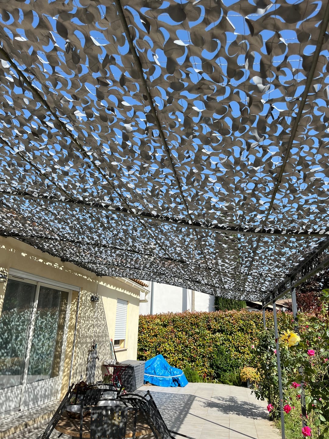 Customer photo review of Gray Camo Netting Sun Shade