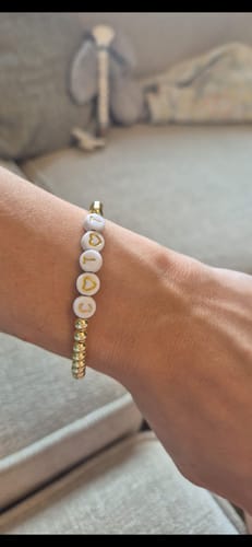 Customer photo review of Custom Friendship Bracelet Gold - Gold & White