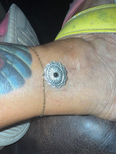 Customer photo review of Sterling Silver and Onyx Traditional Style Concho Slide