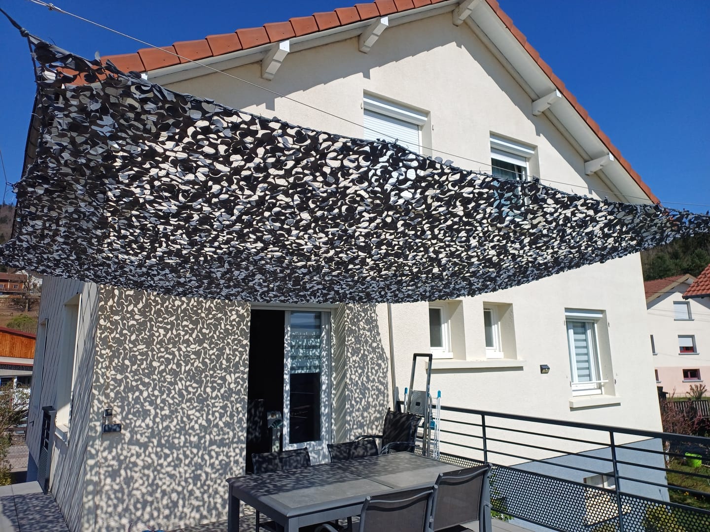 Customer photo review of Gray Camo Netting Sun Shade