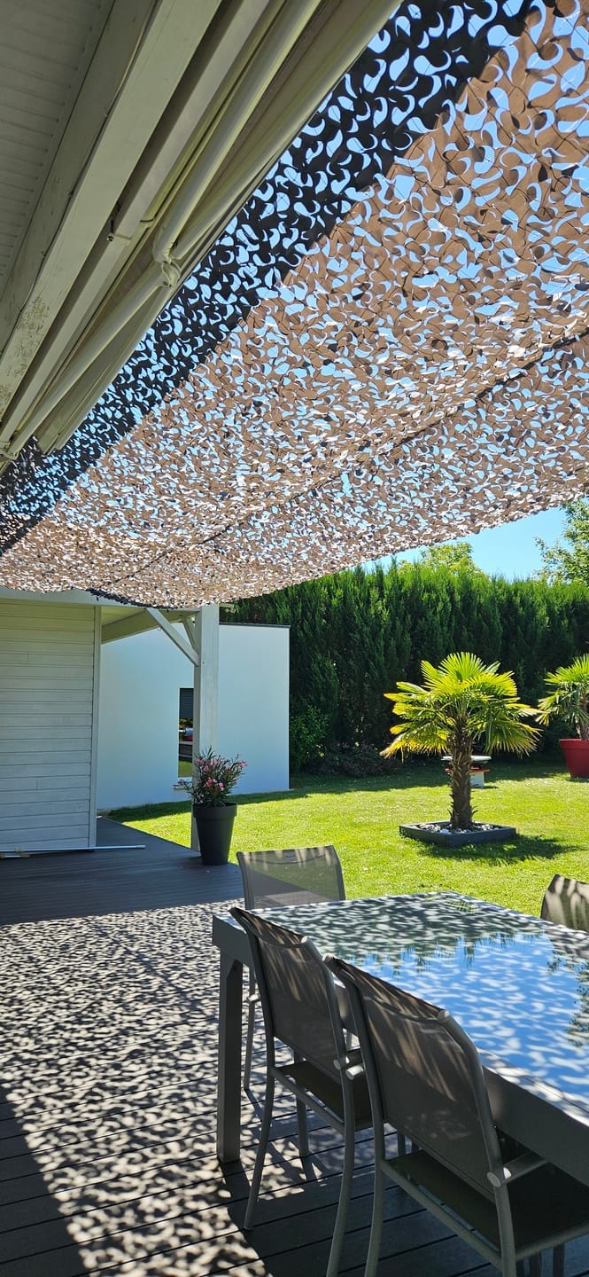 Customer photo review of Gray Camo Netting Sun Shade