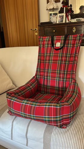 Customer photo review of Seggiolino Auto Cotone Scozzese Rosso