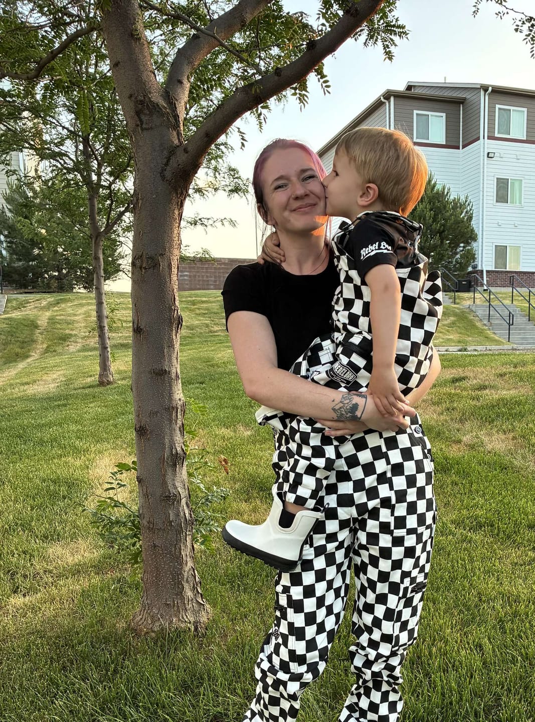 Customer photo review of The Live Fast Checkered Overall in Venice