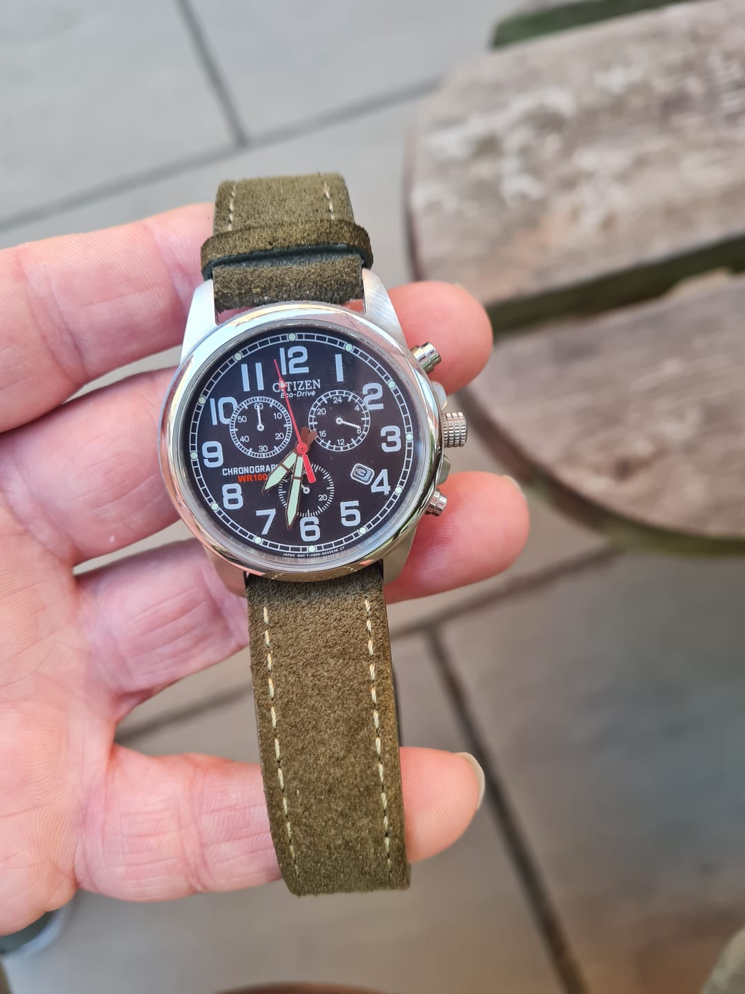 Customer photo review of Suede Watch Strap Premium Hand-made