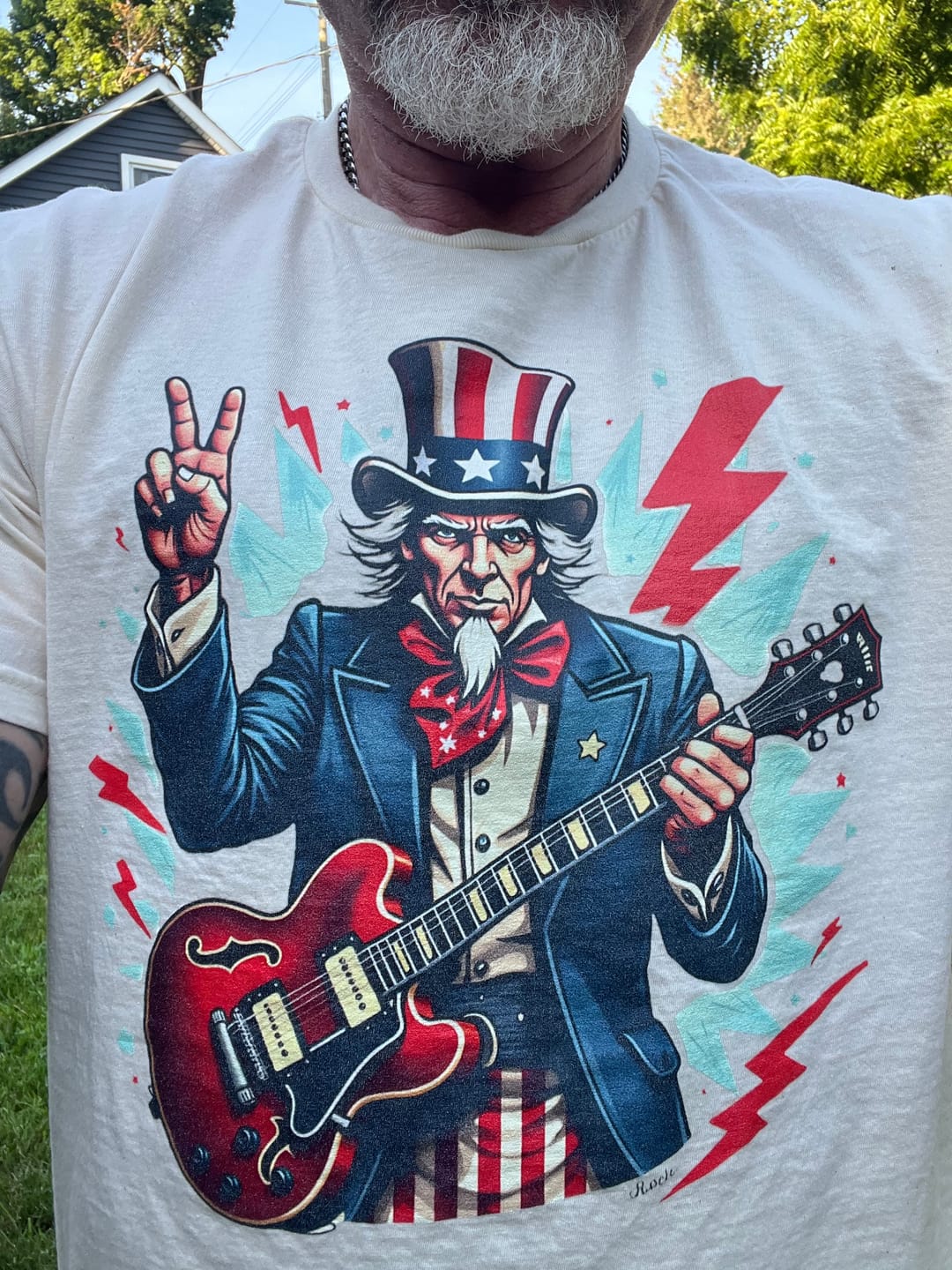 Customer photo review of Uncle Sam Rock Star T-Shirt