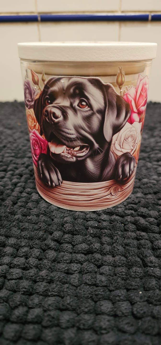 Customer photo review of Labrador Black Roses Dog Xlarge Candle