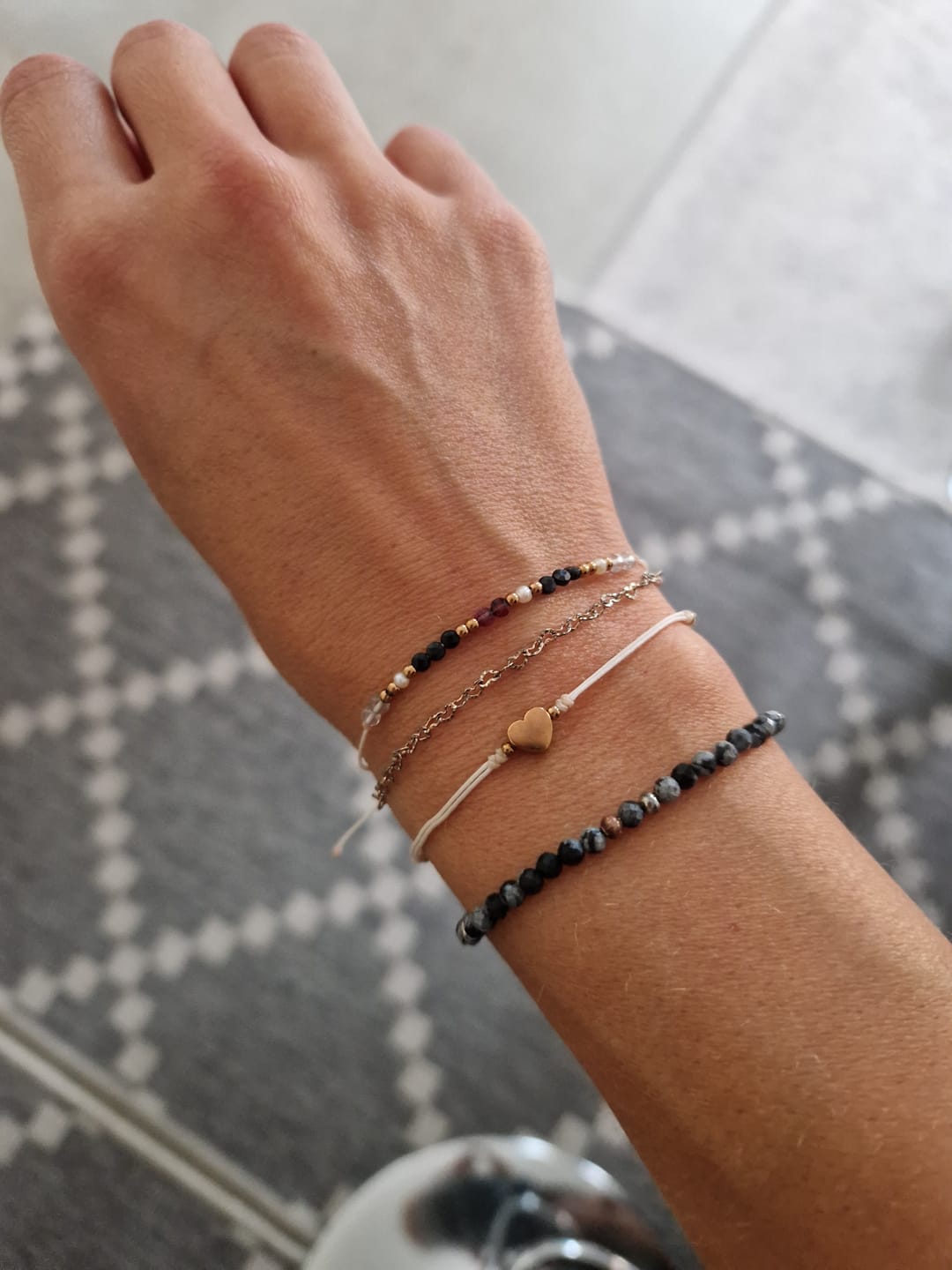Customer photo review of Obsidian Armband - Schneeflockenobsidian