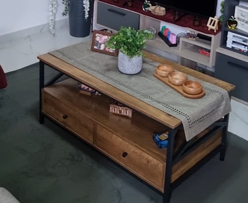 Customer photo review of Τραπεζάκι Σαλονιού Τραπέζι Σαλονιού Vintage Τραπέζι Καναπέ με Συρτάρια Καφέ Καρυδιά LC-T201B41