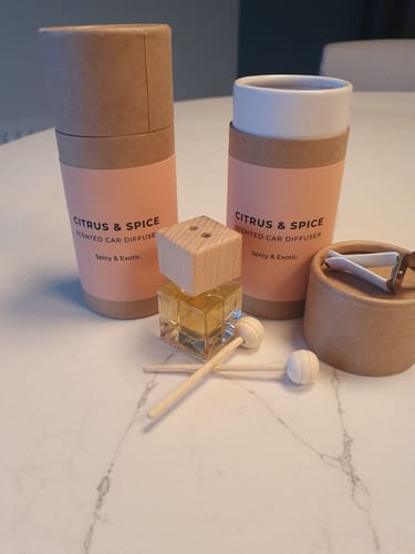 Customer photo review of Personalised Car Diffuser (Citrus & Spice)