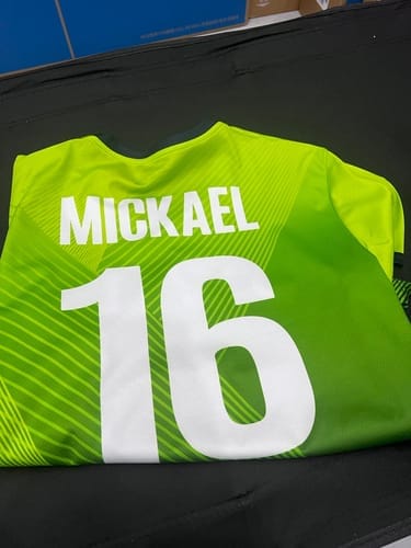 Customer photo review of Custom Black Abstract Breathable Soccer Tops/Sets Jersey
