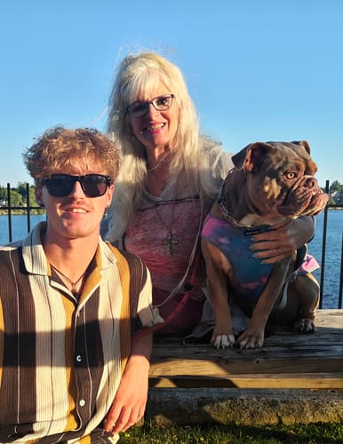 Customer photo review of Dog Cooling Vest - Snow Cone