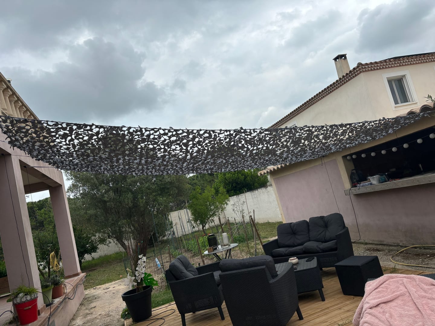 Customer photo review of Gray Camo Netting Sun Shade