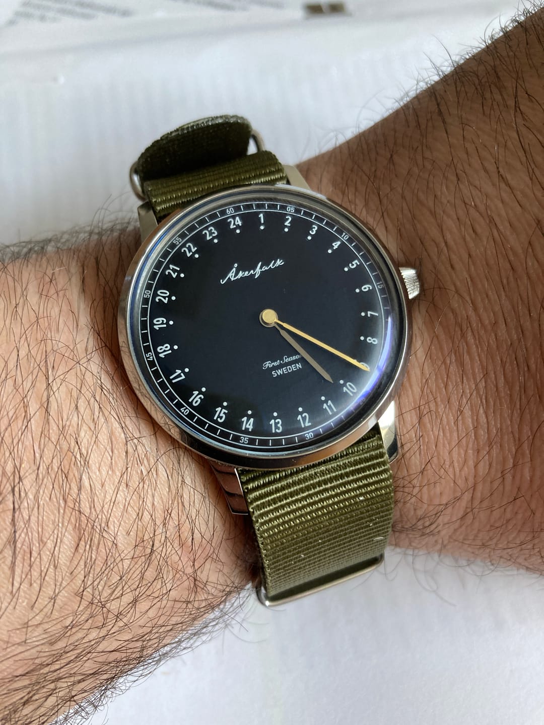 Customer photo review of First Season Silver Black with Green NATO
