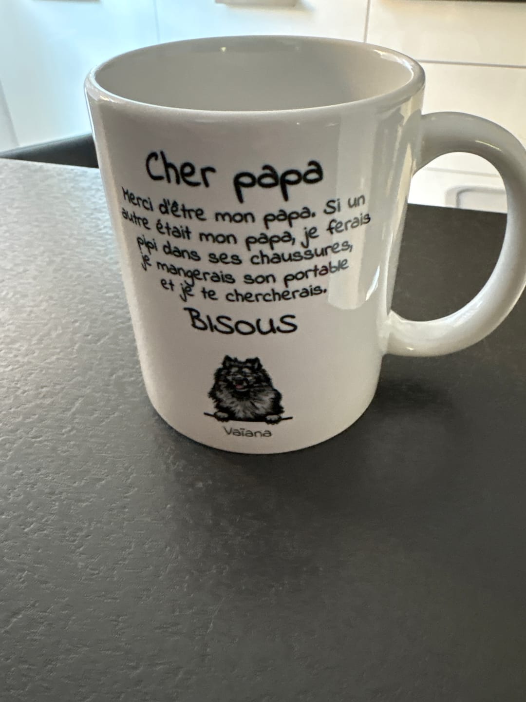 Customer photo review of Cher papa (chien) - Mug personnalisé