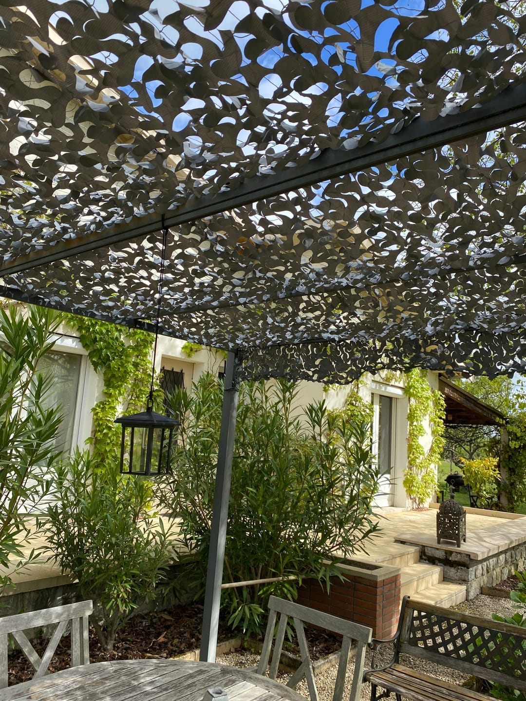 Customer photo review of Gray Camo Netting Sun Shade