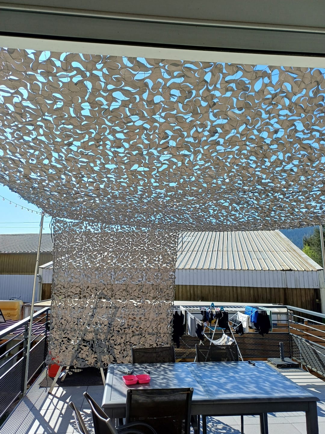Customer photo review of Gray Camo Netting Sun Shade
