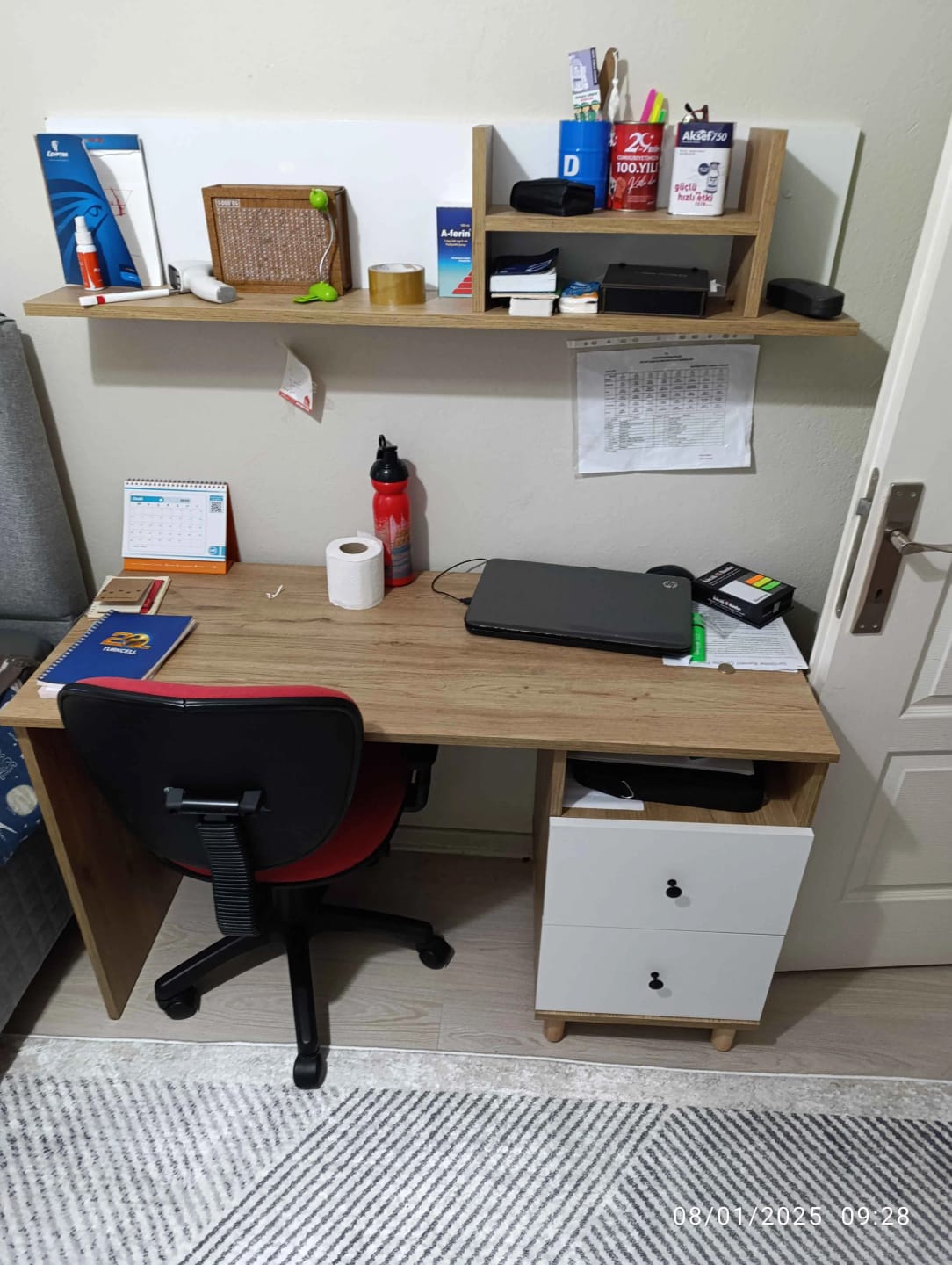 Customer photo review of Rani HA115 Çekmeceli Kitaplıklı Çalışma Ofis Bilgisayar Masası Sepet Ceviz - Beyaz