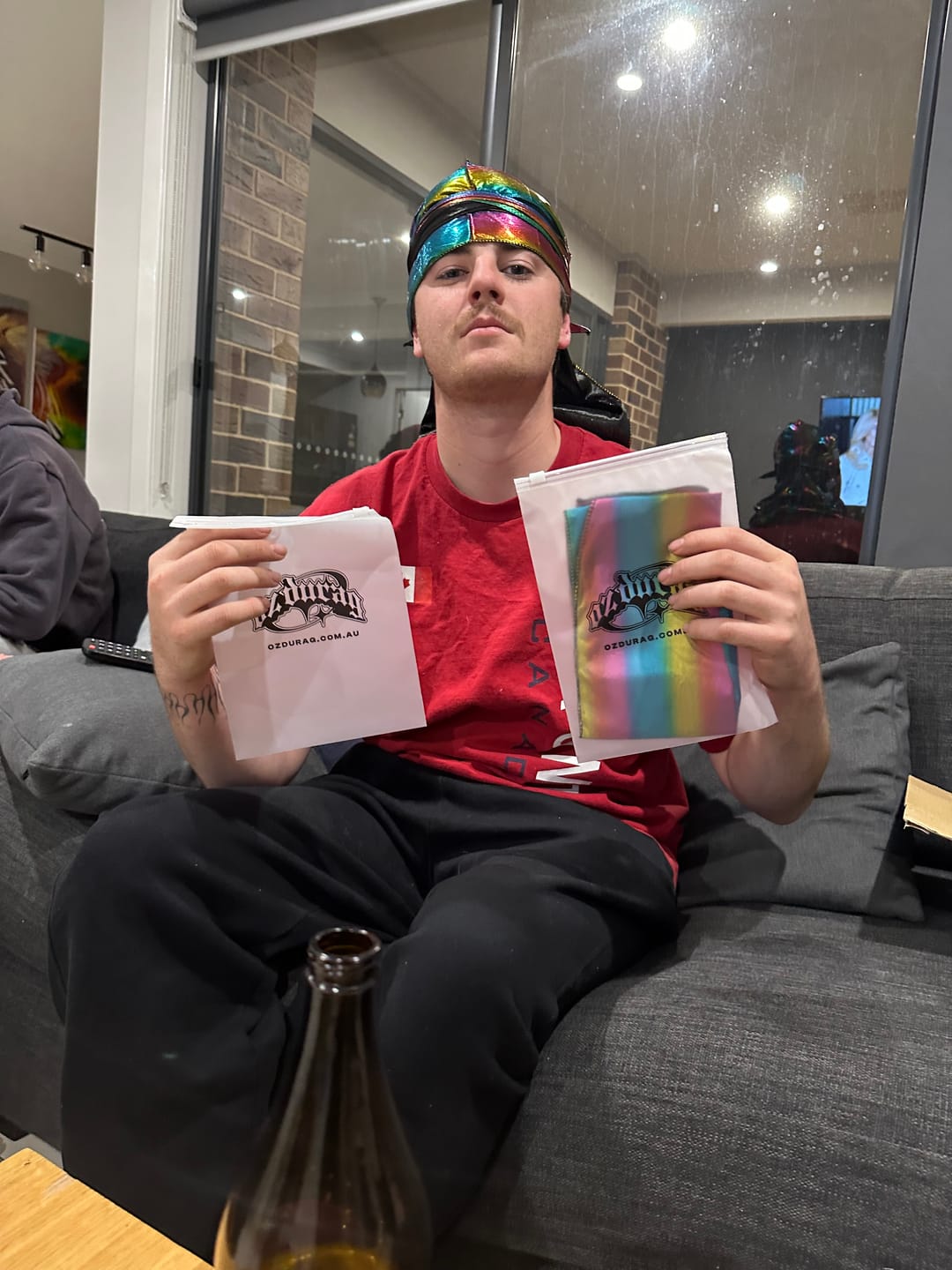 Customer photo review of Multicoloured Holographic Durag