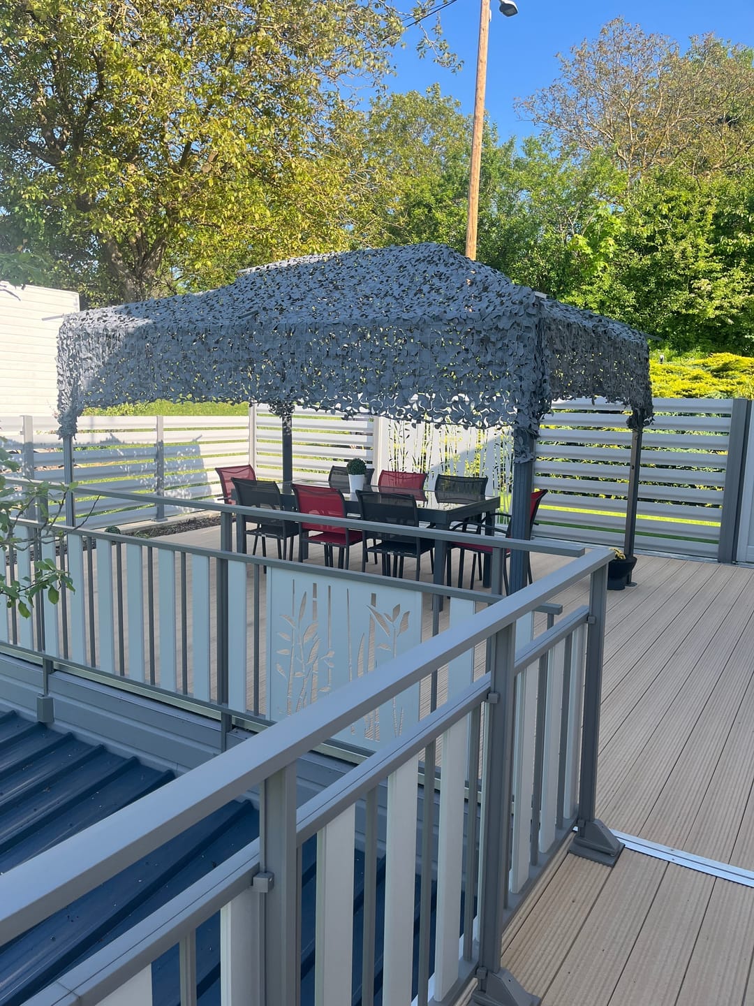 Customer photo review of Gray Camo Netting Sun Shade