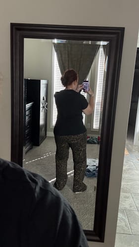 Customer photo review of Judy Blue High-Waist Retro Wide Leg Leopard Print Jeans