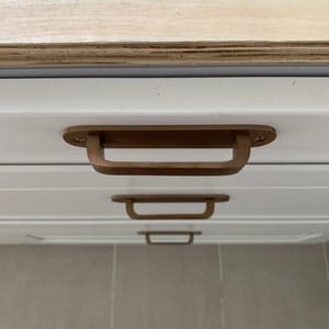 Customer photo review of Brass Round Drawer Pulls with Backplate - Antique Brass