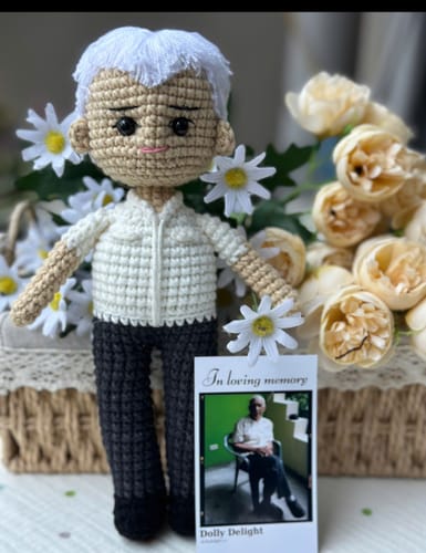 Customer photo review of Dolly® Personalized Crochet Doll with Photo Card