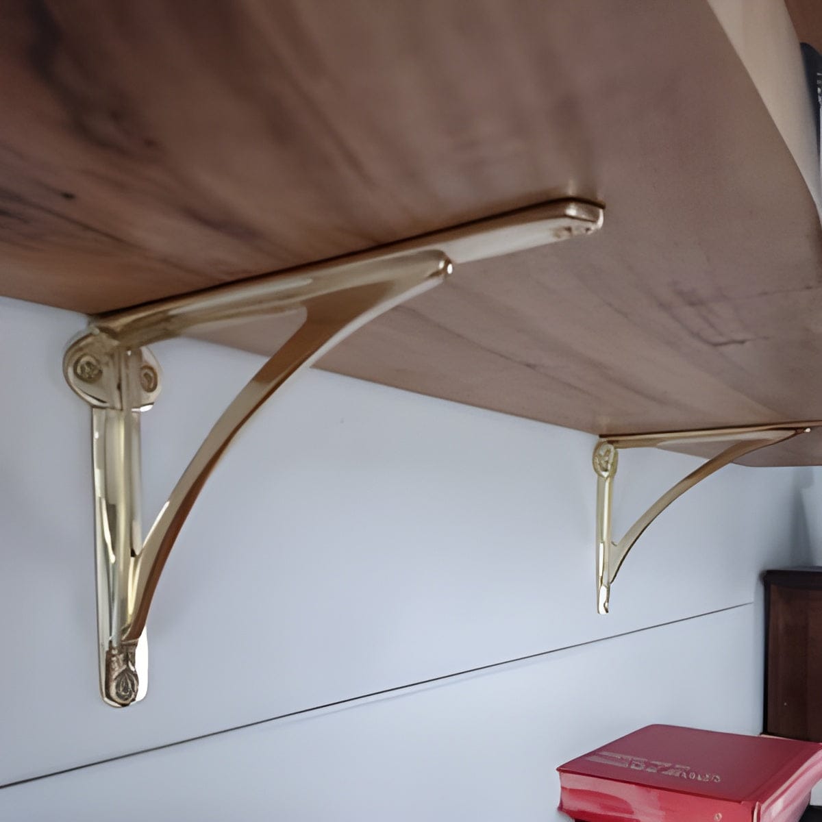 Customer photo review of Arched Shelf Bracket - Unlacquered Polished Brass