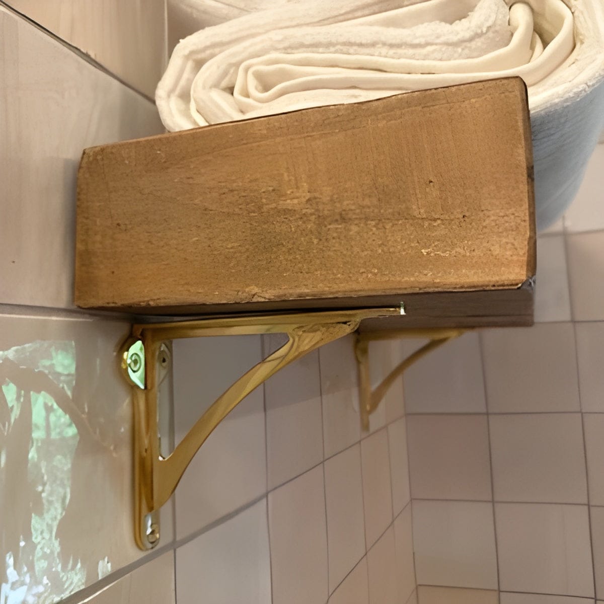Customer photo review of Arched Shelf Bracket - Unlacquered Polished Brass