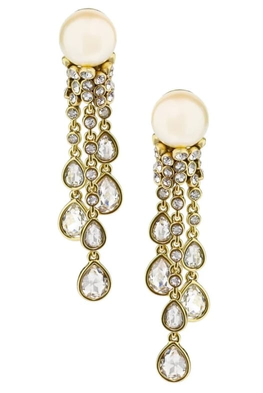 Customer photo review of Heidi Daus® "Elegant Tear Drop" Beaded Crystal Drop Earrings