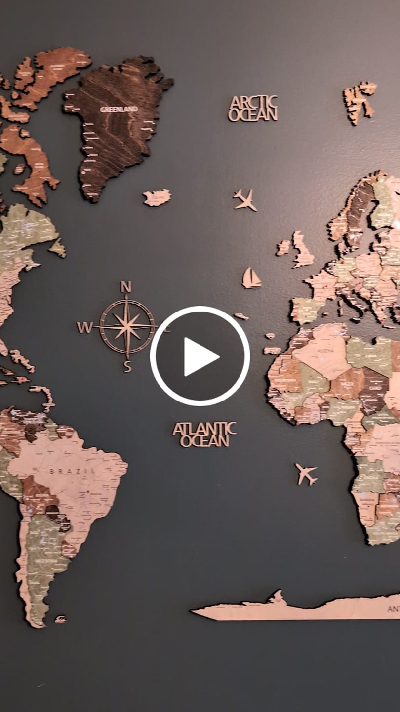 Customer video review of Wood World Map -Light Rustic