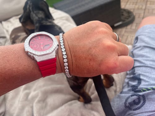 Customer photo review of Big Boy Moissanite VVS Iced Out G Shock GA2100 Custom Watch 8.50 Carat