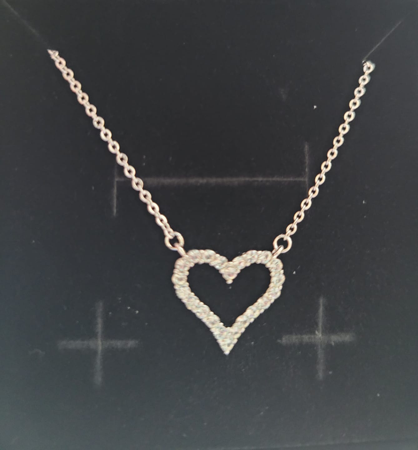 Customer photo review of Bristol 18k White Gold Plated Heart Necklace with Swarovski Crystals