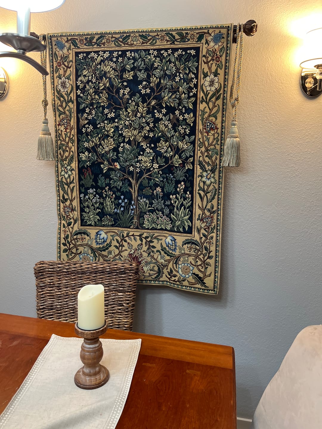 Customer photo review of William Morris Holy Grail Tapestries Departure Woven Tapestry Wall Art Hanging