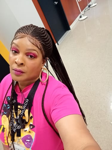 Customer photo review of Cornrow Braid Wig "Premium Swiss Full Lace" Waist Length (Myra)