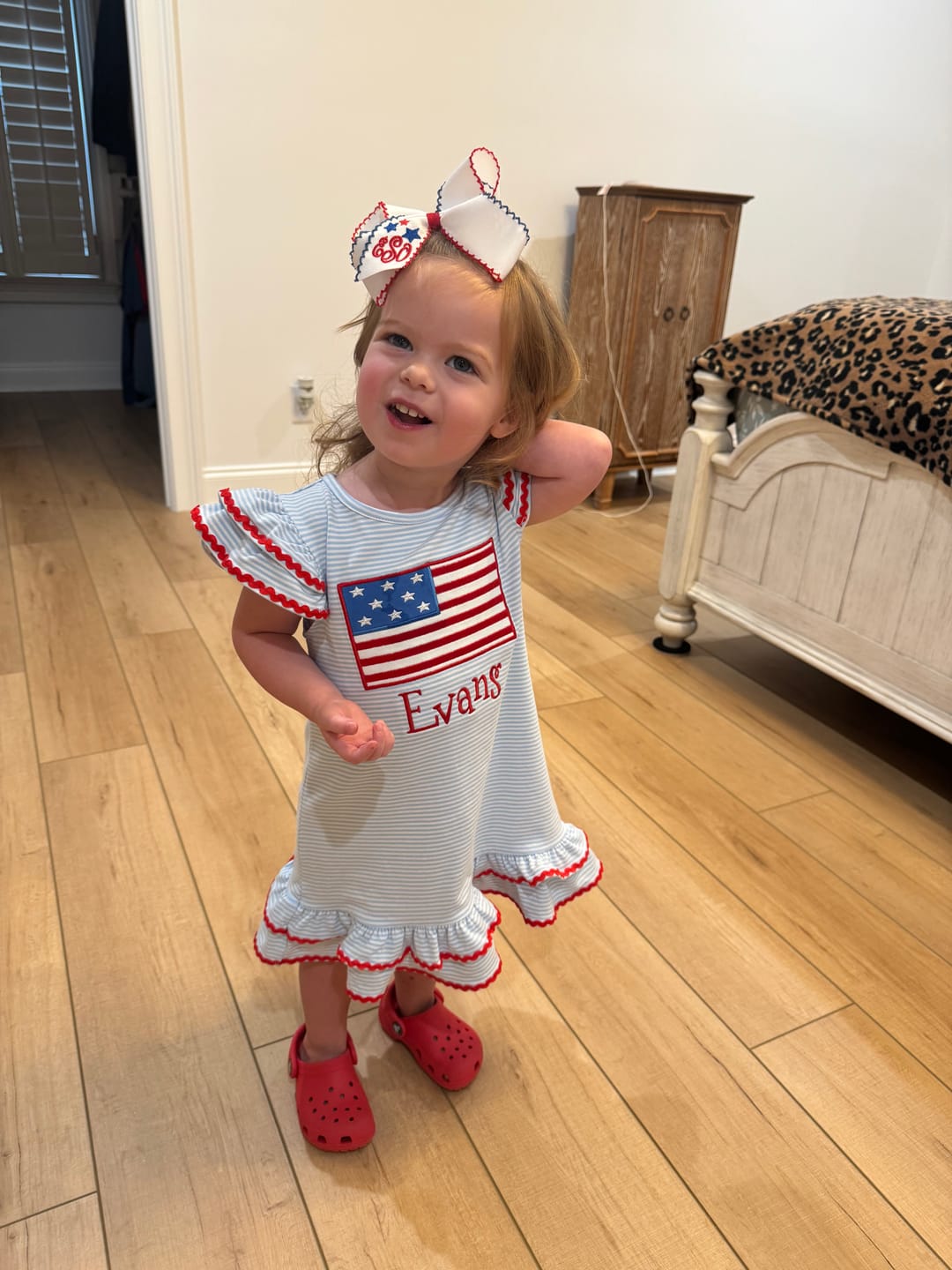Customer photo review of Flag Applique Light Blue Stripe Milly Dress