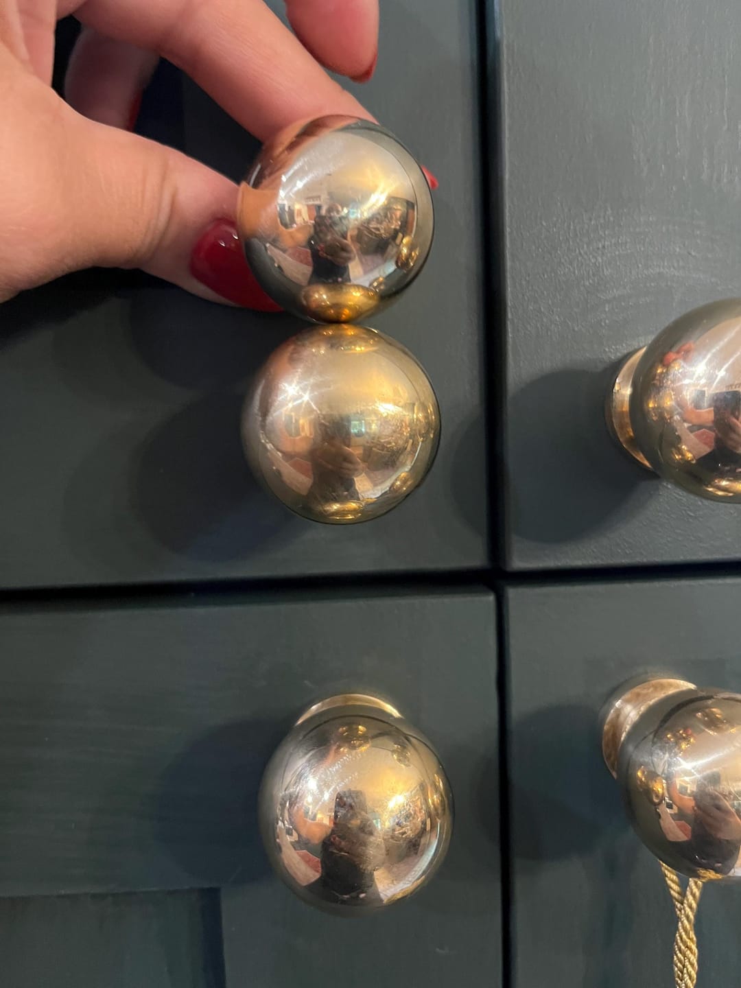 Customer photo review of Brass Ball Knob - Unlacquered Polished Brass