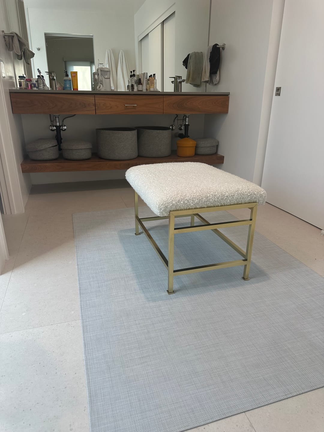Customer photo review of Edward Wormley Brass Bench for Dunbar