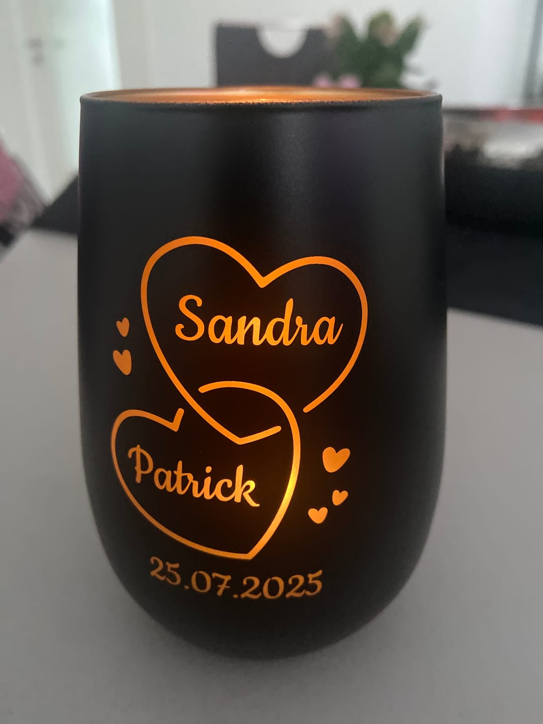 Customer photo review of Zwei Herzen - Paar-Windlicht