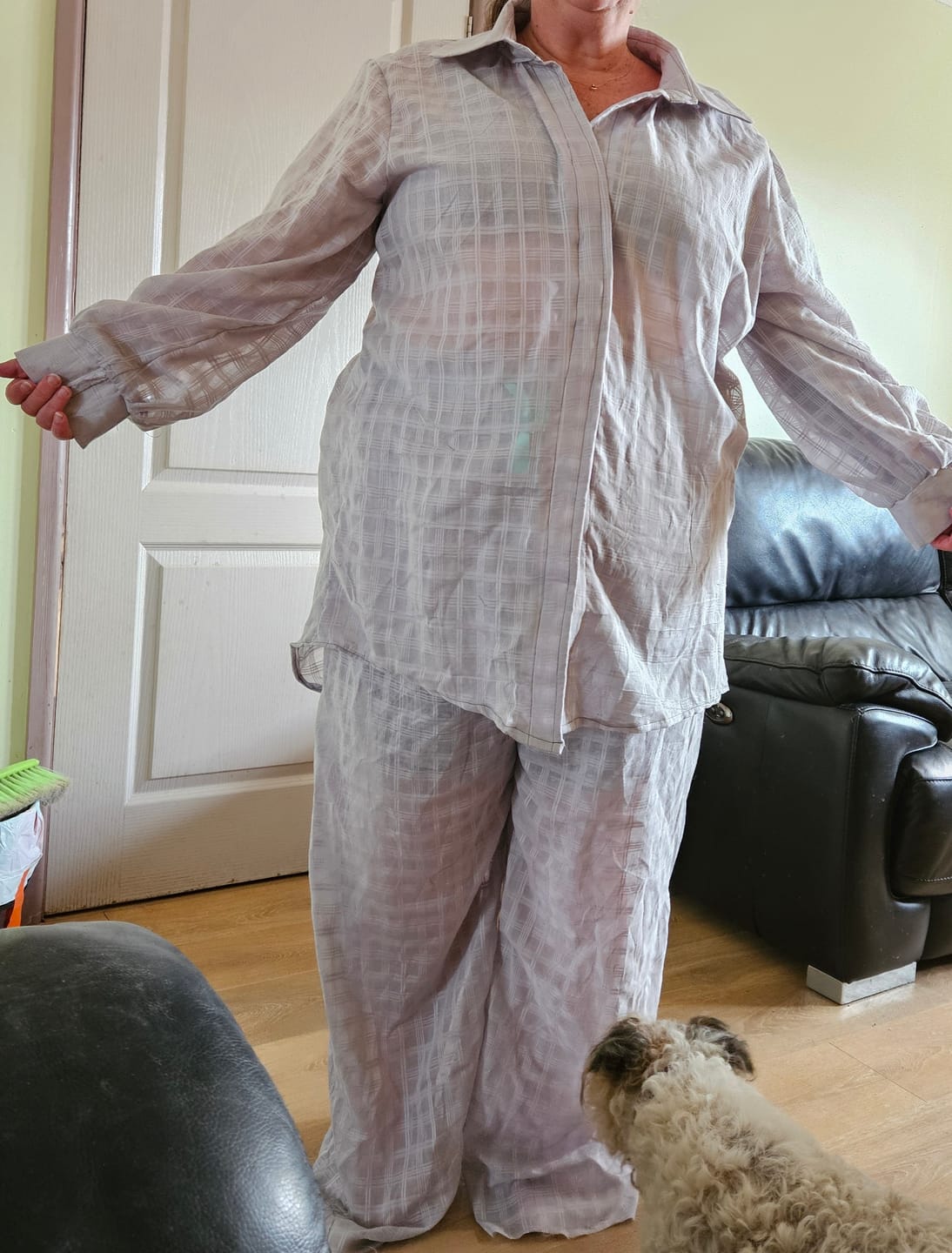 Customer photo review of Grey Checkered Muslin Fabric