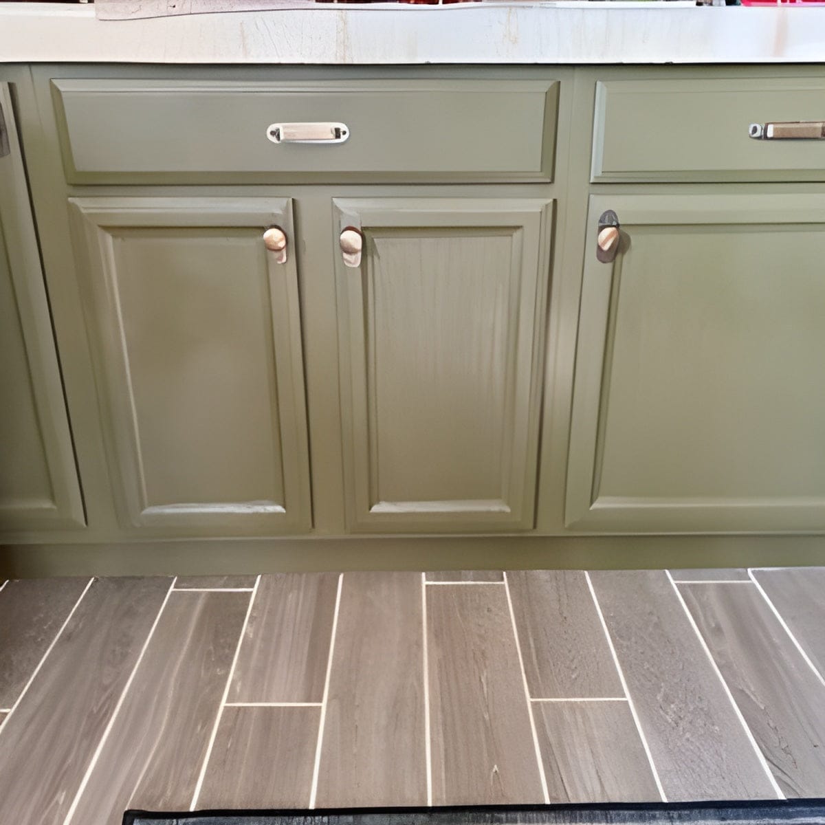 Customer photo review of Brass Round Drawer Pulls with Backplate - Antique Brass